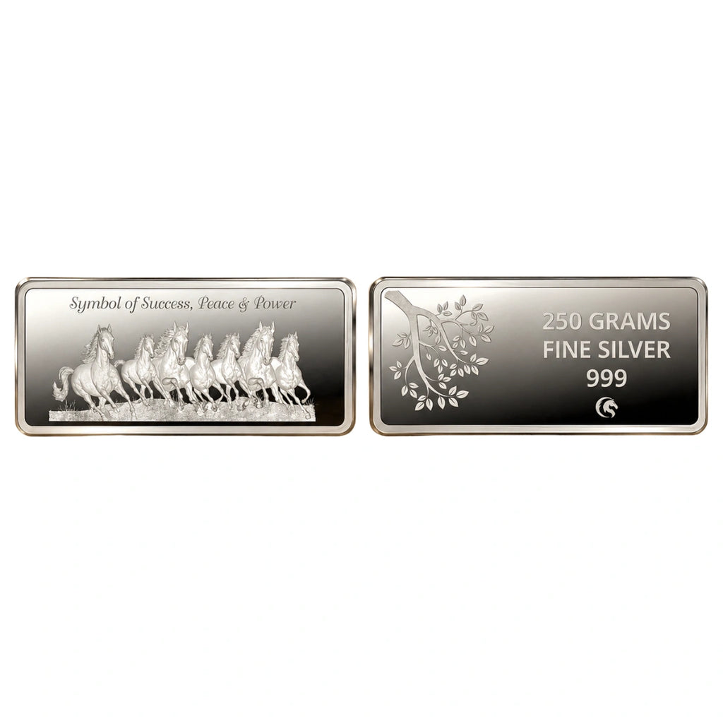 Omkar Mint 7 Horses Silver Bar – 250g, 999 Purity | Colllections Today
