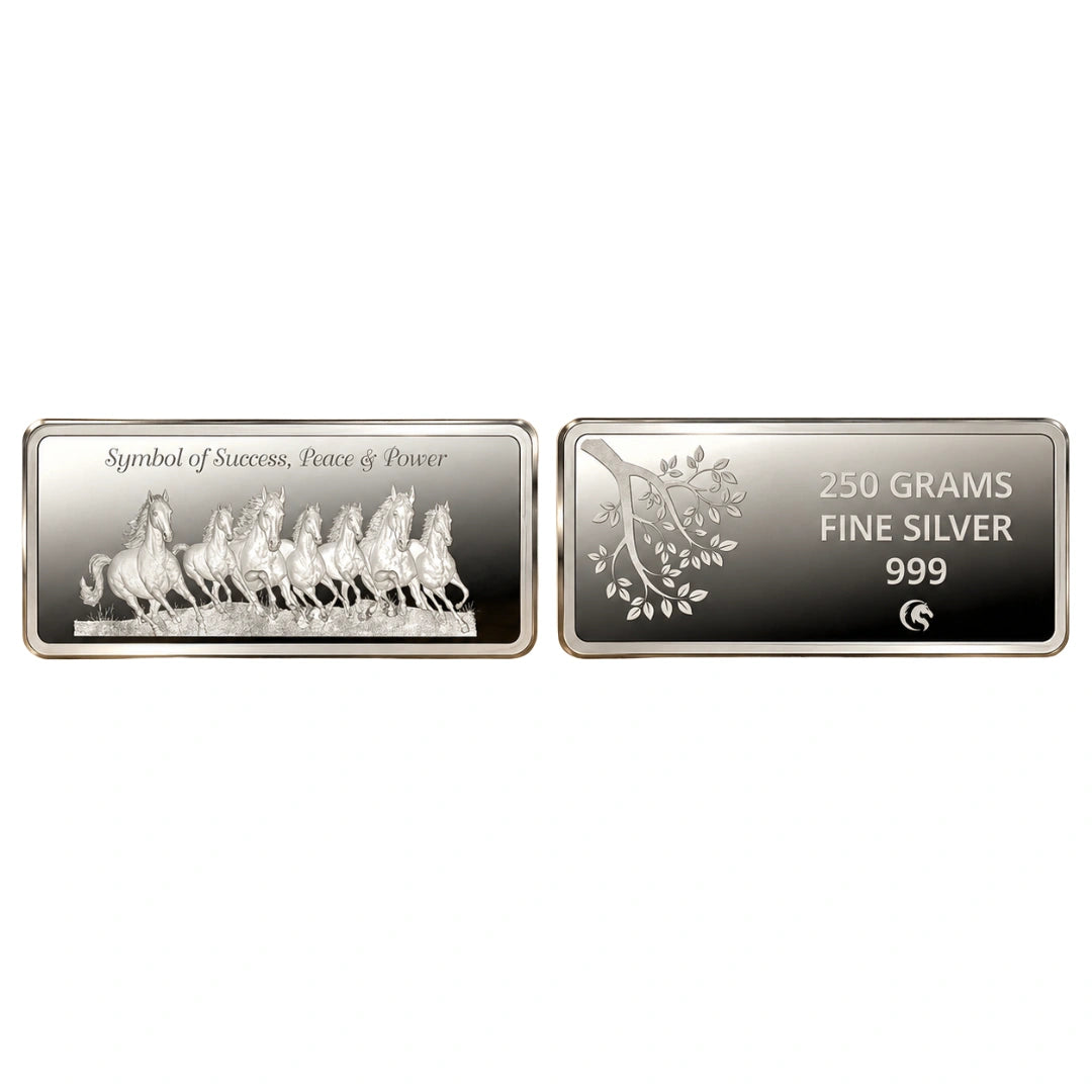 Omkar Mint 7 Horses Silver Bar – 250g, 999 Purity | Colllections Today