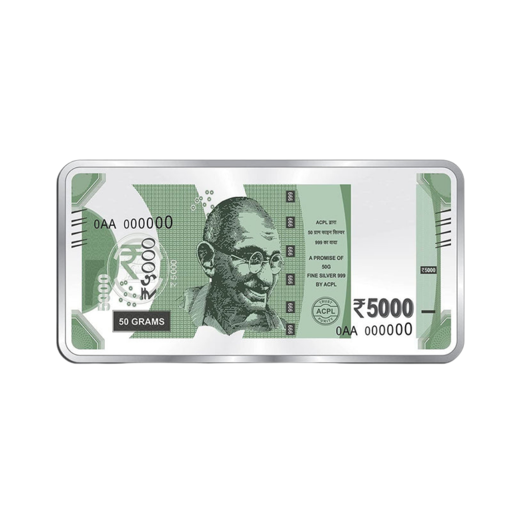 ₹500 Note 999 Silver Bar  - 50g  | Collections Today