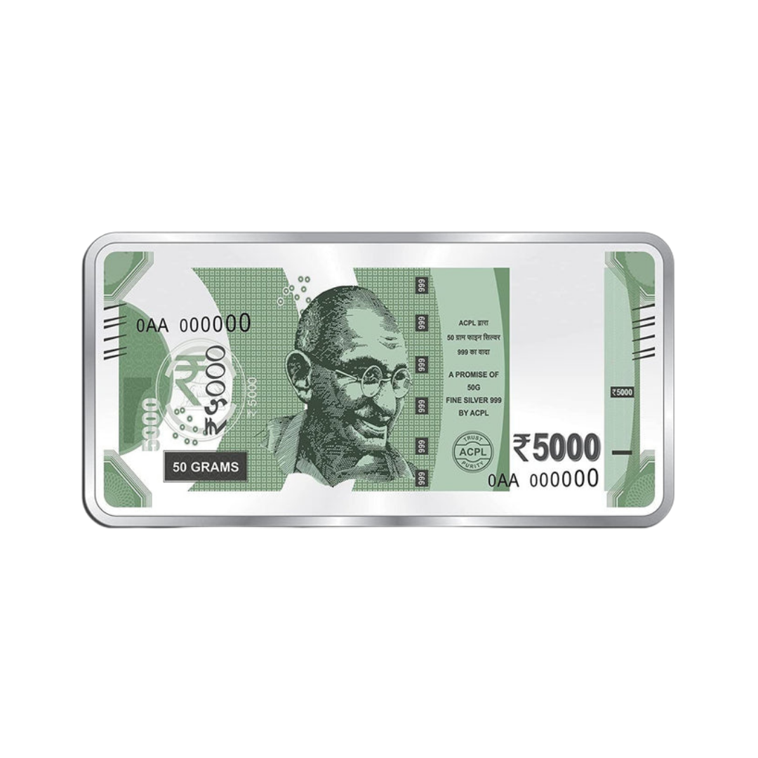 ₹500 Note 999 Silver Bar  - 50g  | Collections Today