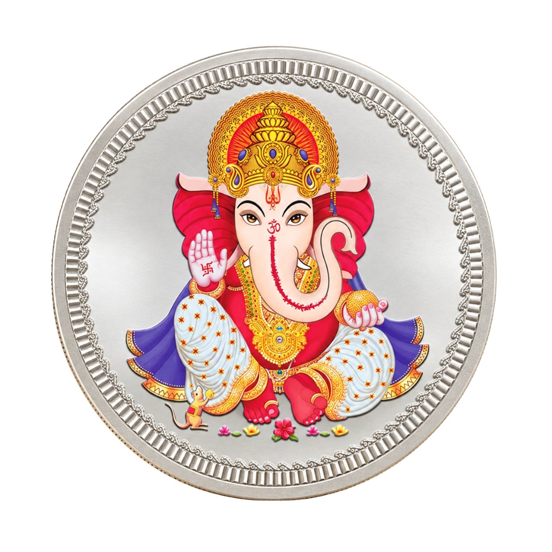 MMTC  Purest  Ganesha Colored Silver Coin-50g, 999.9+|Collections Today