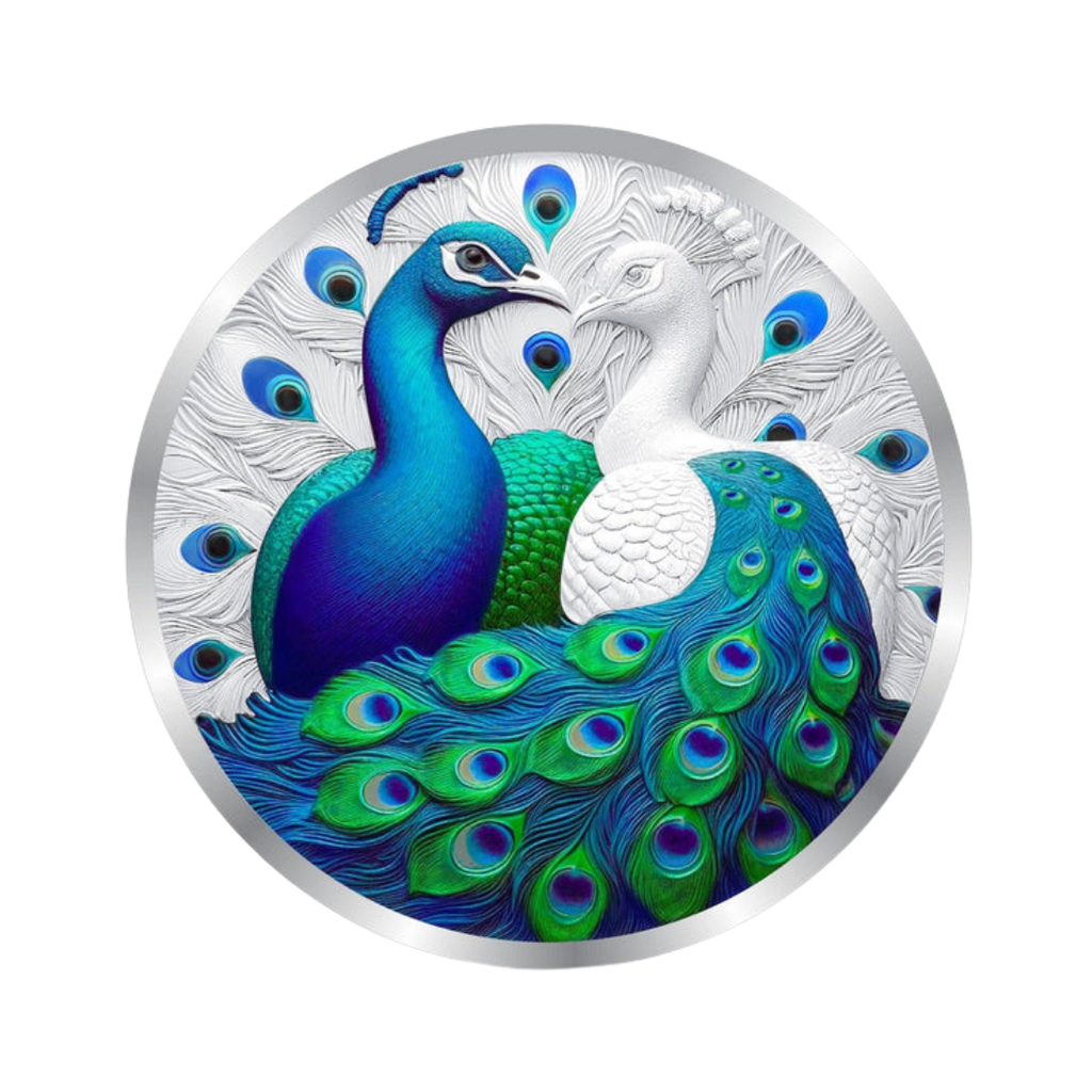 Blue White Peacock Premium Silver Coin – 10g | Collections Today