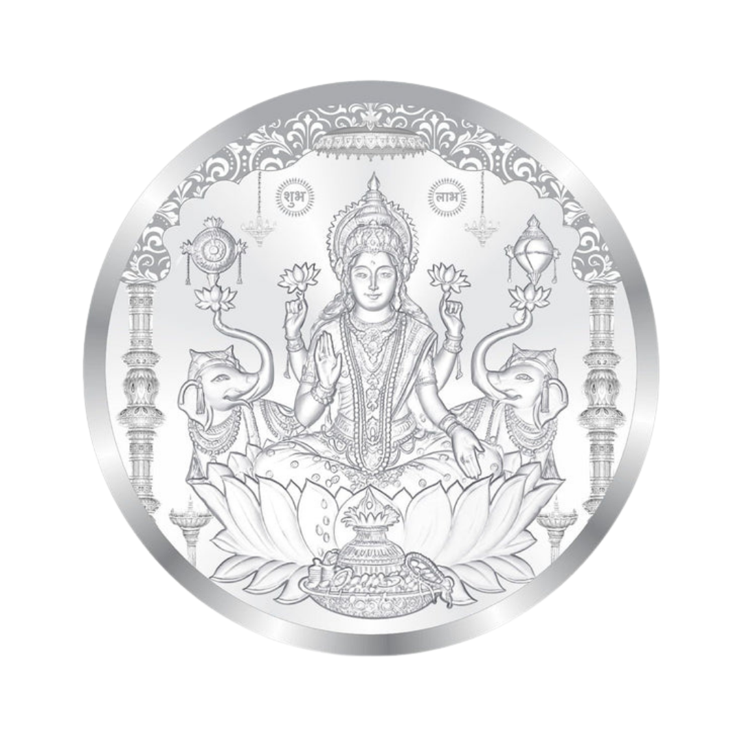 Gaja Lakshmi Shubh Labh Engraved Premium Silver Coin – 10g | Collections Today