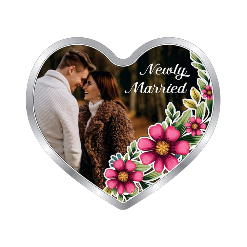 Heart Shaped Newly Married Couple Premium 999 Silver Coin – 10g | Collections Today