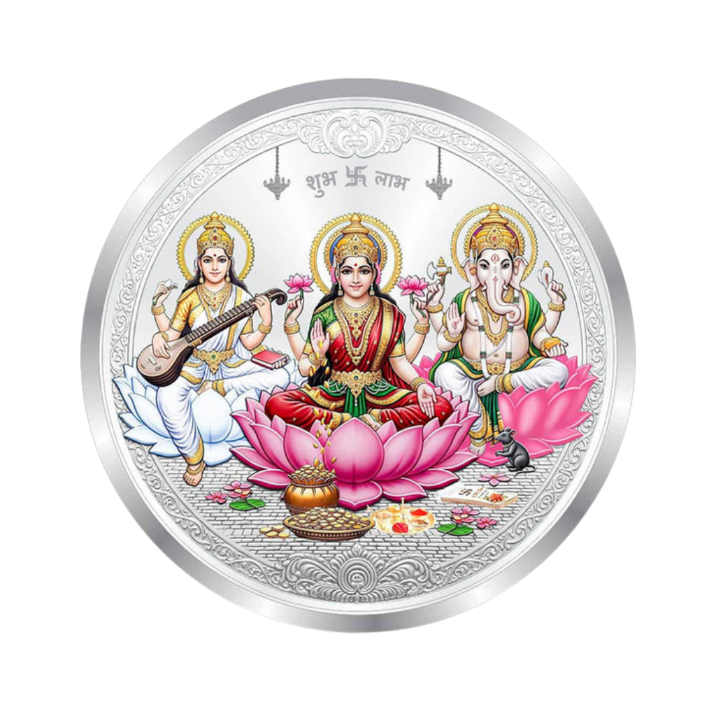 Divine Lakshmi Ganesha Saraswati 999 Silver Coin – 10g | Collections Today
