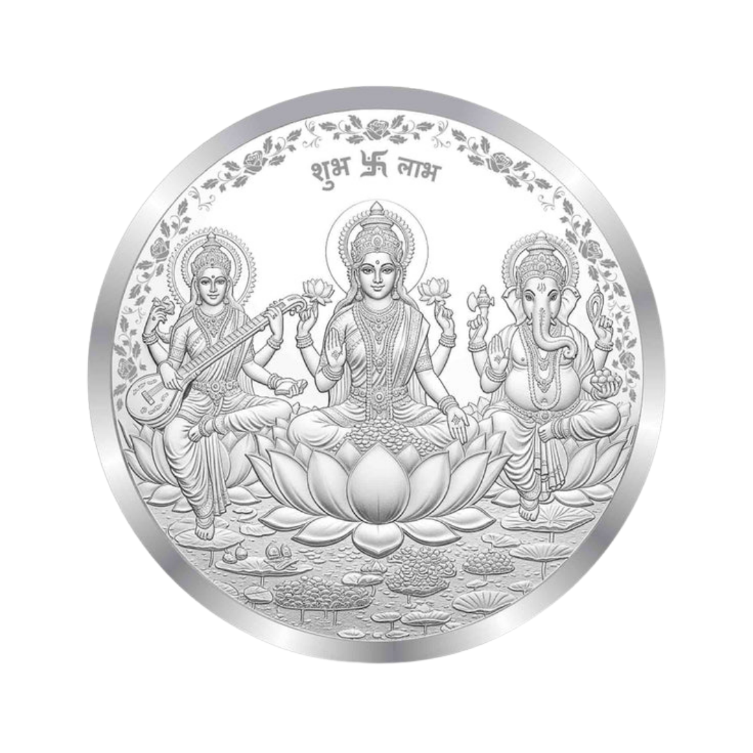 Lakshmi Ganesha Saraswati Premium 999 Silver Coin – 10g | Collections Today