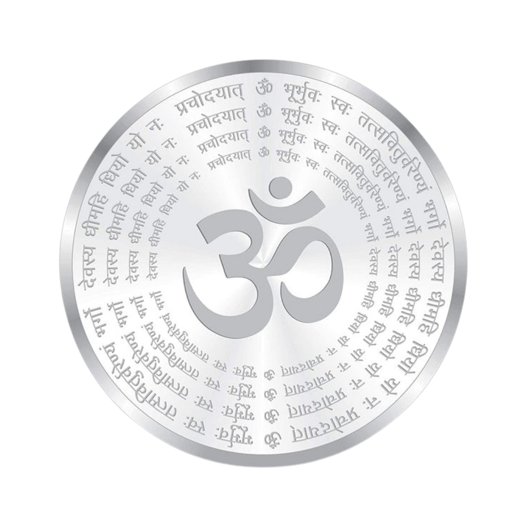 Om Gayatri Mantra Premium 999 Silver Coin – 10g | Collections Today