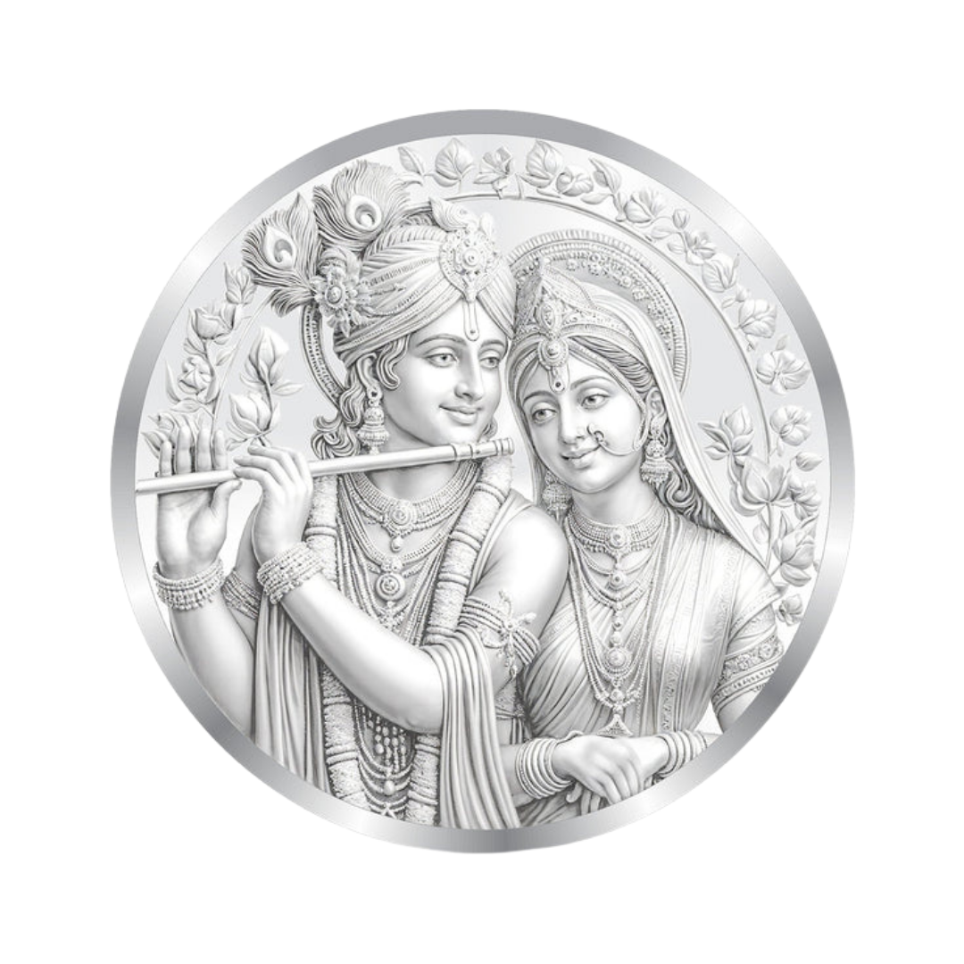 Radha Krishna Engraved Premium 999 Silver Coin – 10g | Collections Today