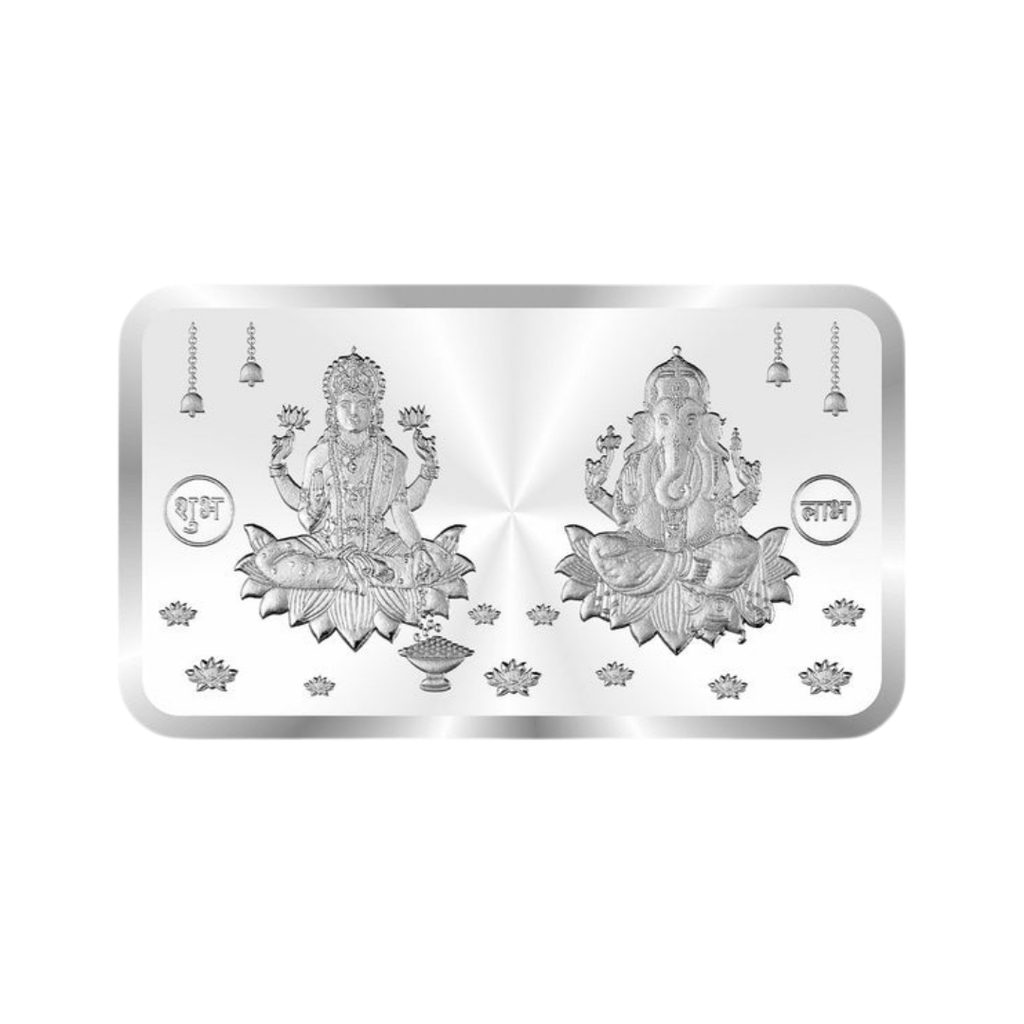 Rectangle Lakshmi Ganesha Premium 999 Silver Coin – 10g | Collections Today